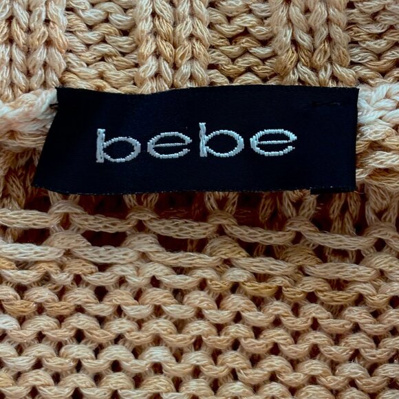 Bebe - Crochet Shawl Collar Duster w/Tie Front - Cream/Tan - Size S/M - Picture 6 of 7